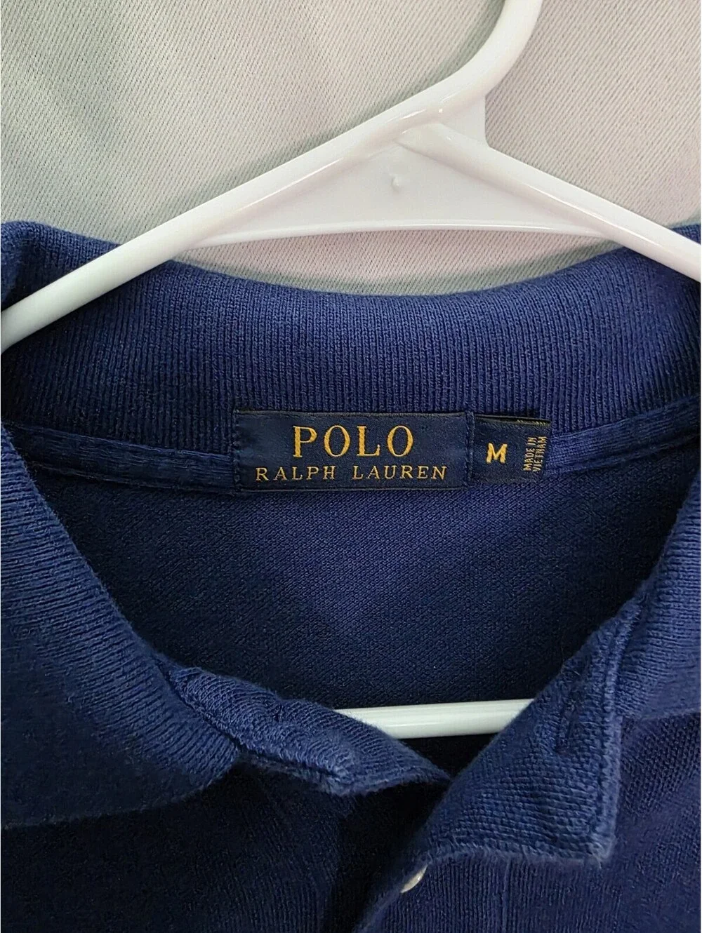 Polo Ralph Lauren Men's Custom Fit Polo Shirt Medium Navy Orange Pony